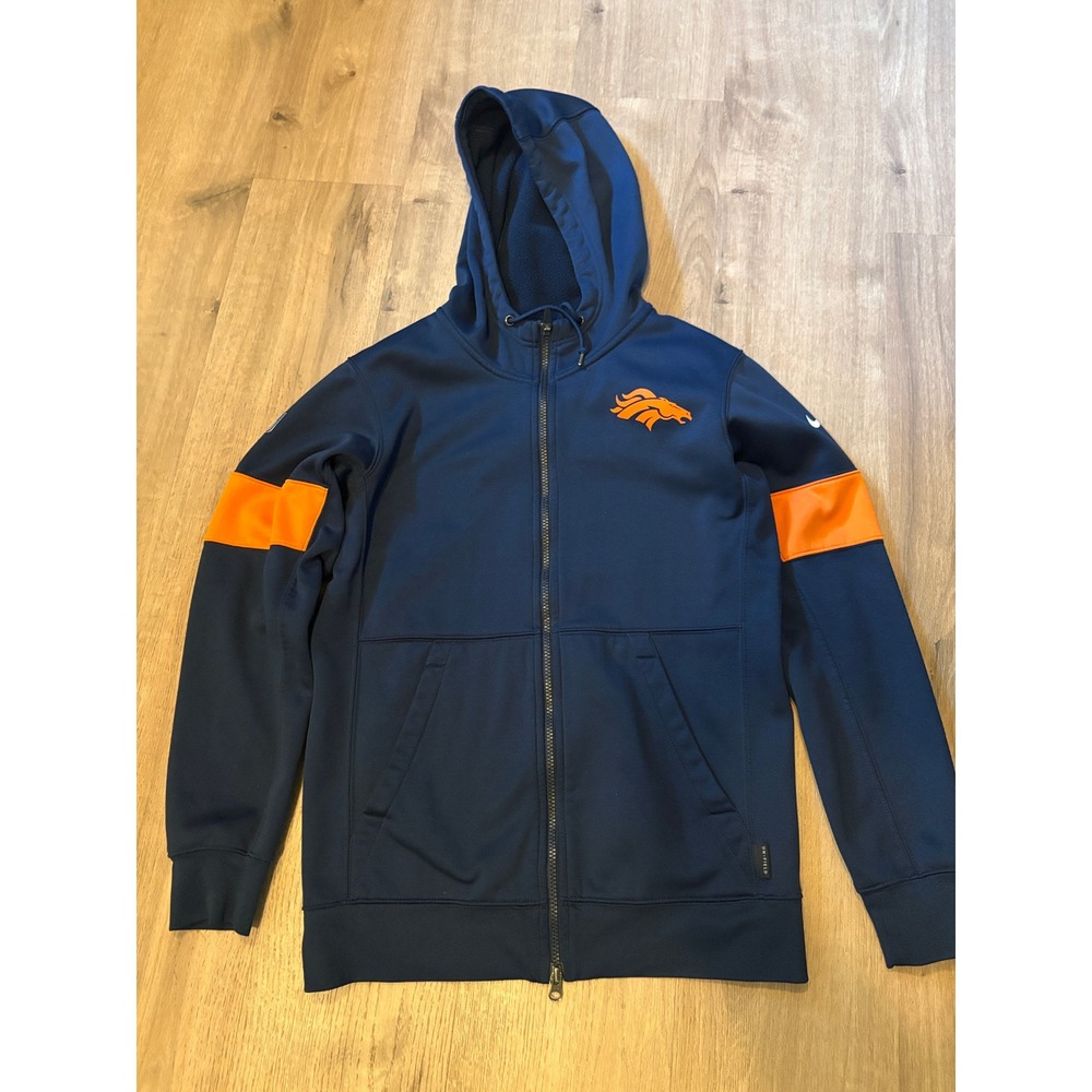 Nike NFL Denver Broncos Hoodie S Navy Blue Dri-FIT Full Zip AO4120-419 Gorpcore
